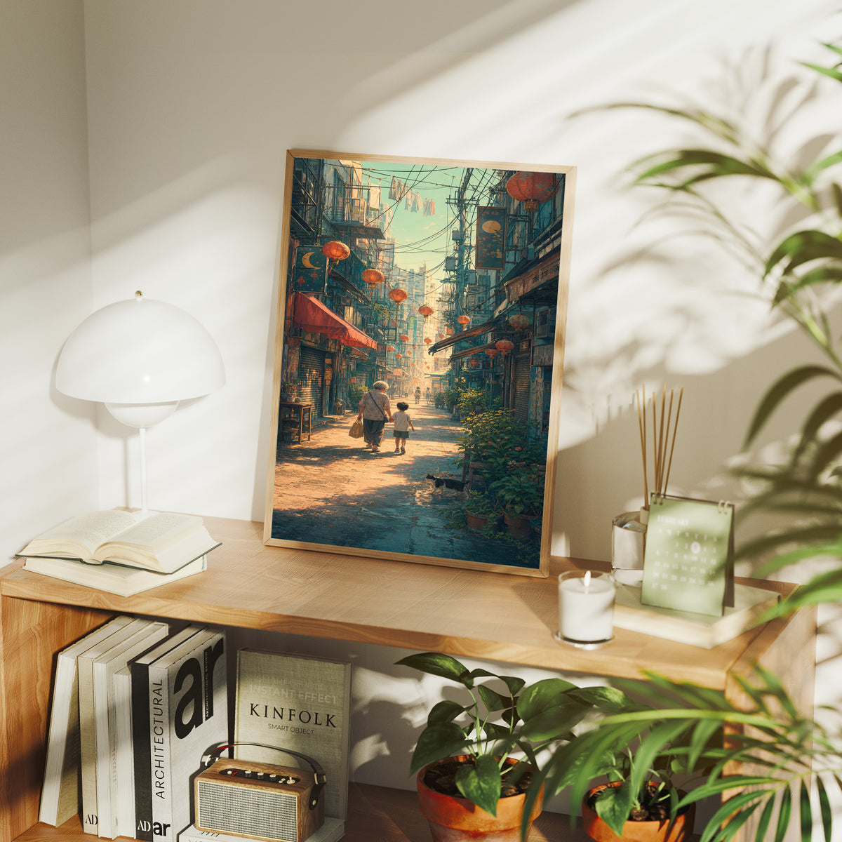 Sheung Wan Lantern Morning Alley Wall Art Print