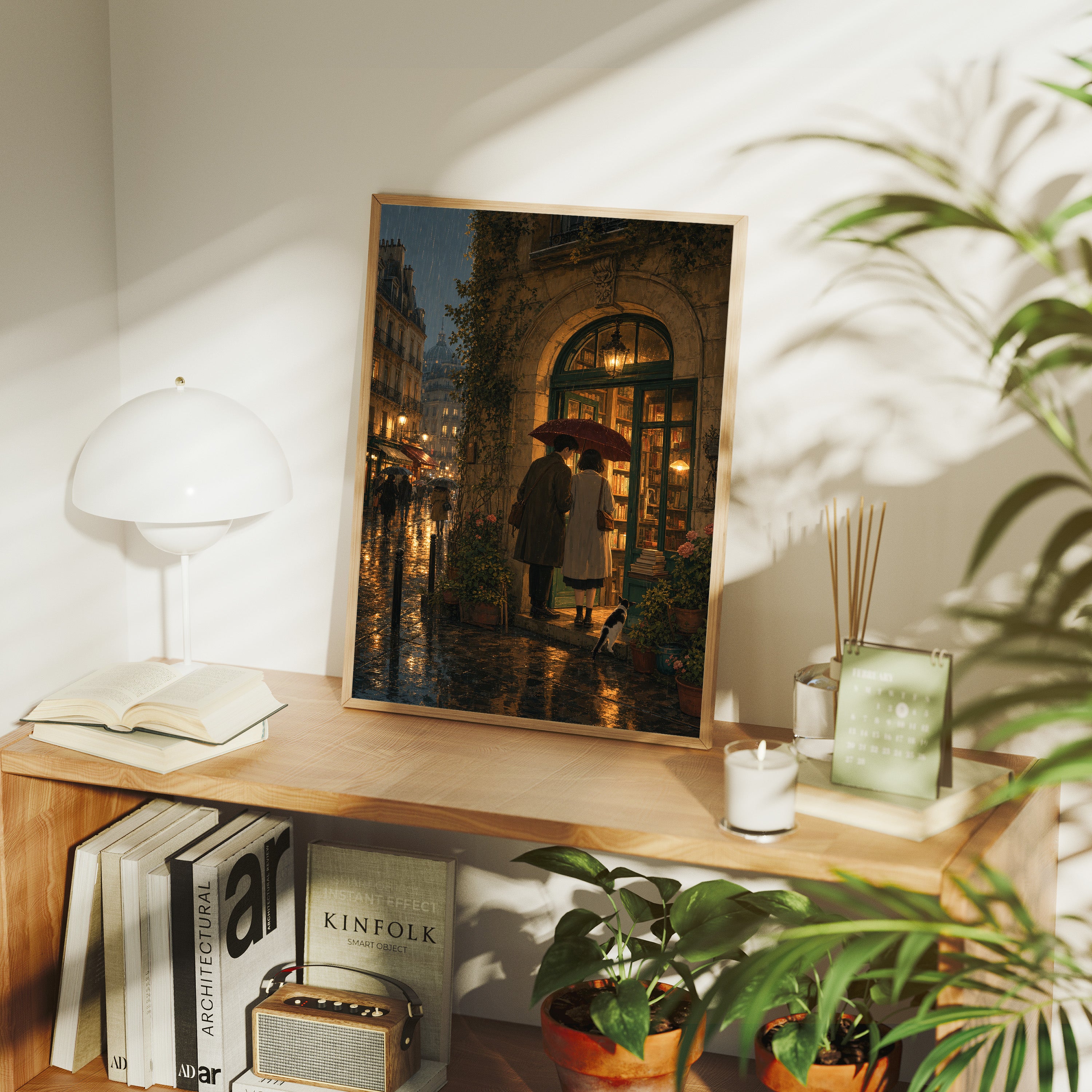 Paris Umbrella Bookstore Night Wall Art Print-thumbmail-7