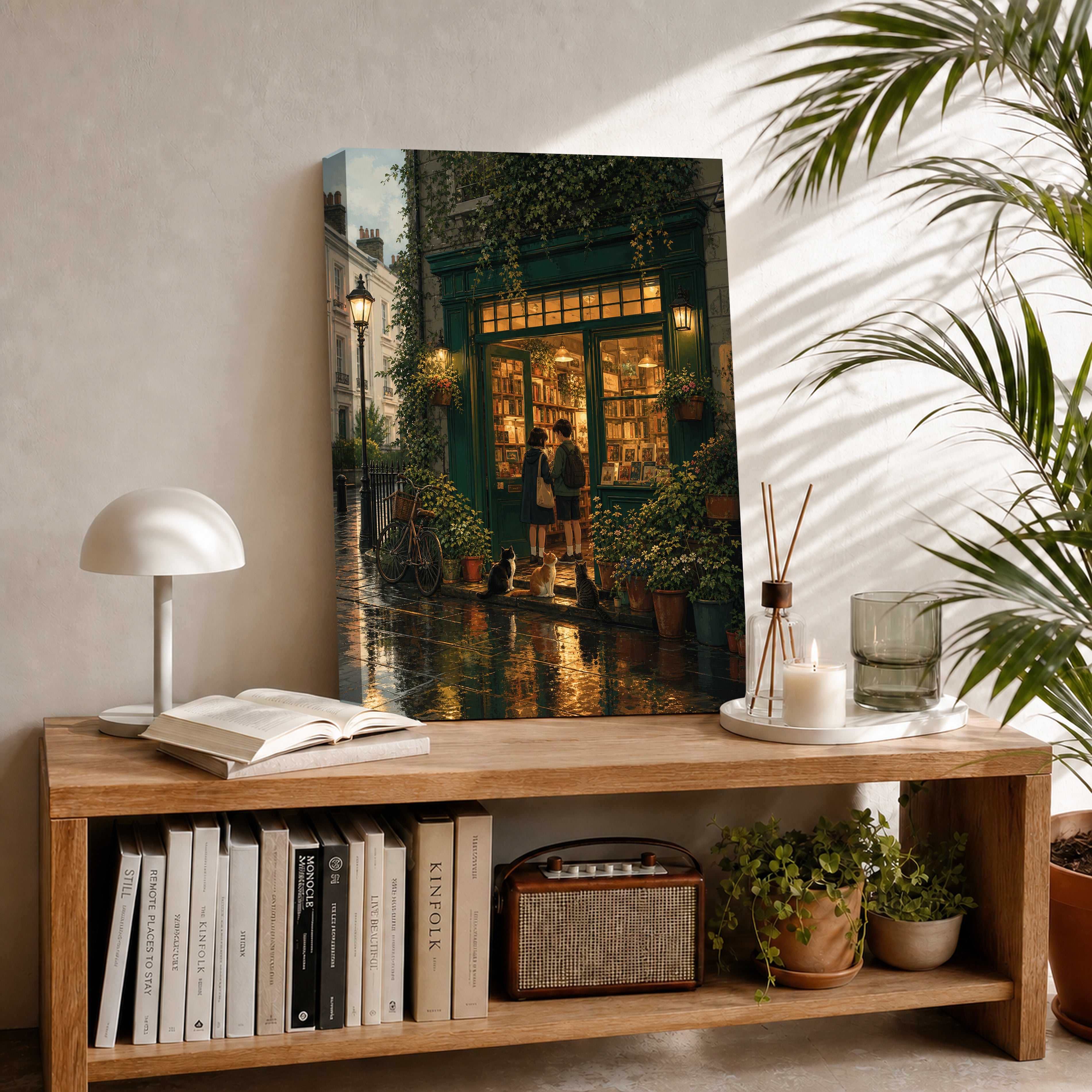 Paris Rainy Bookstore Evening Wall Art Print-thumbmail-2