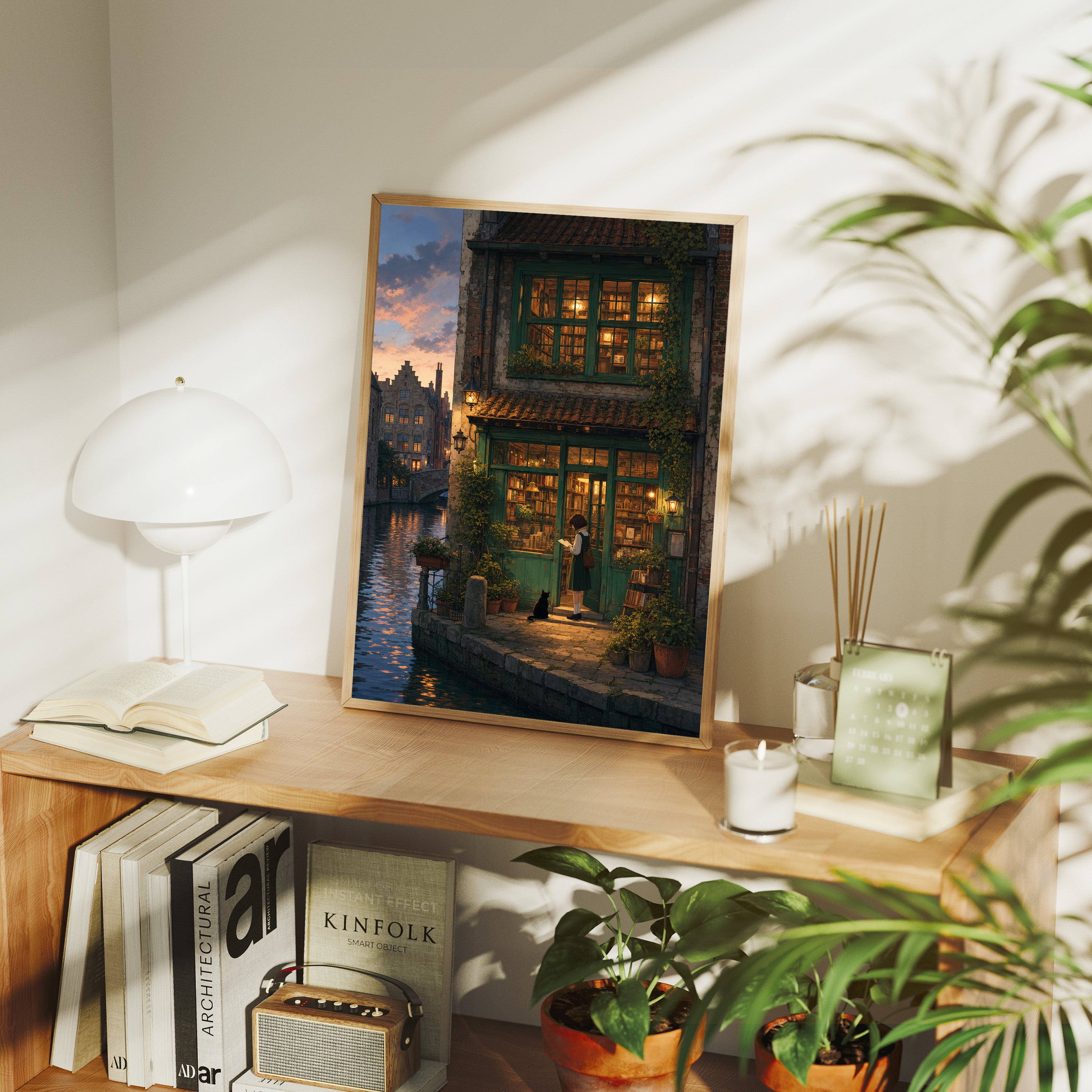 Amsterdam Canal Bookstore Twilight Wall Art Print-thumbmail-7