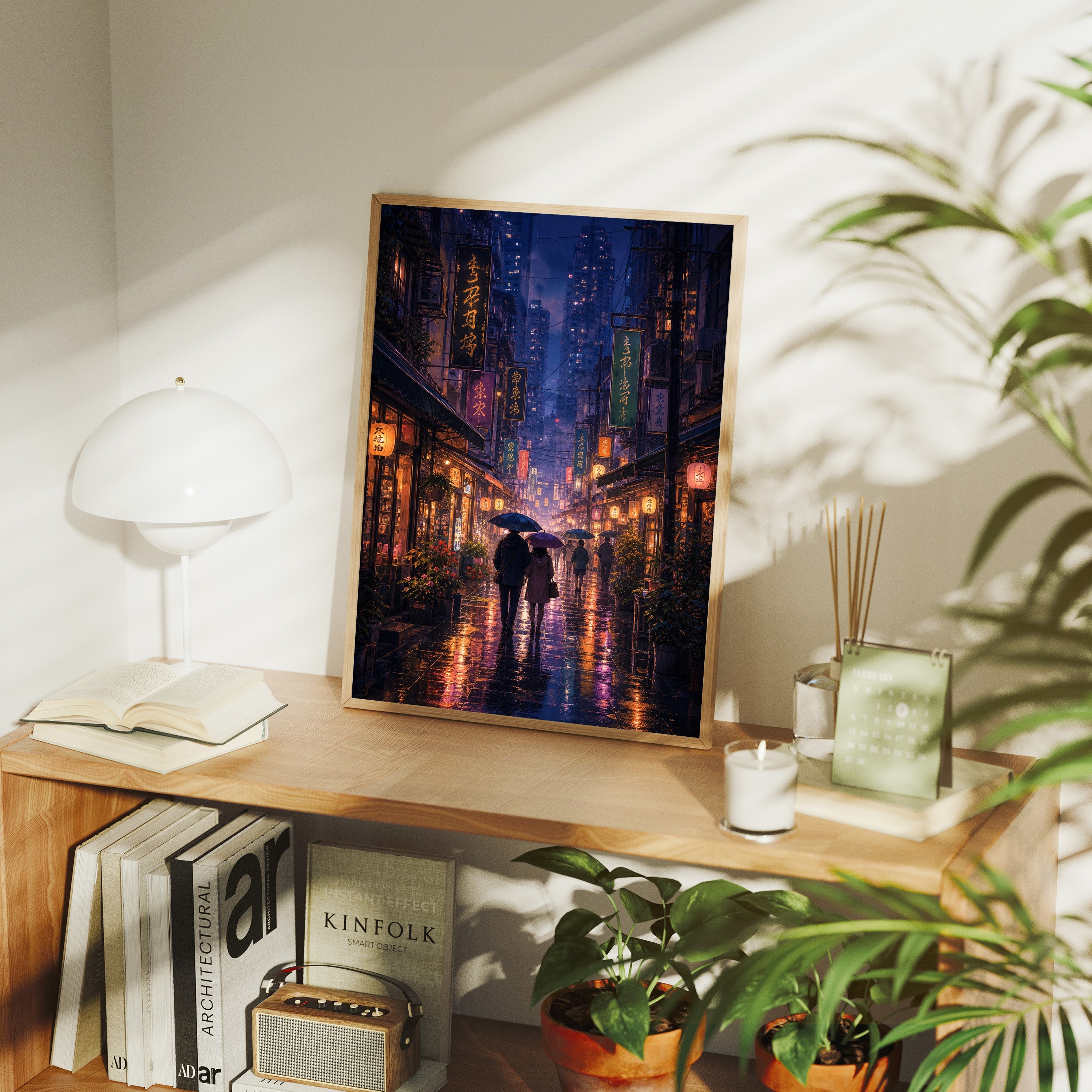 Mong Kok Night Market Rain Wall Art Print-thumbmail-7