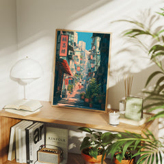 Sheung Wan Hong Kong Hillside Stairs Wall Art Print