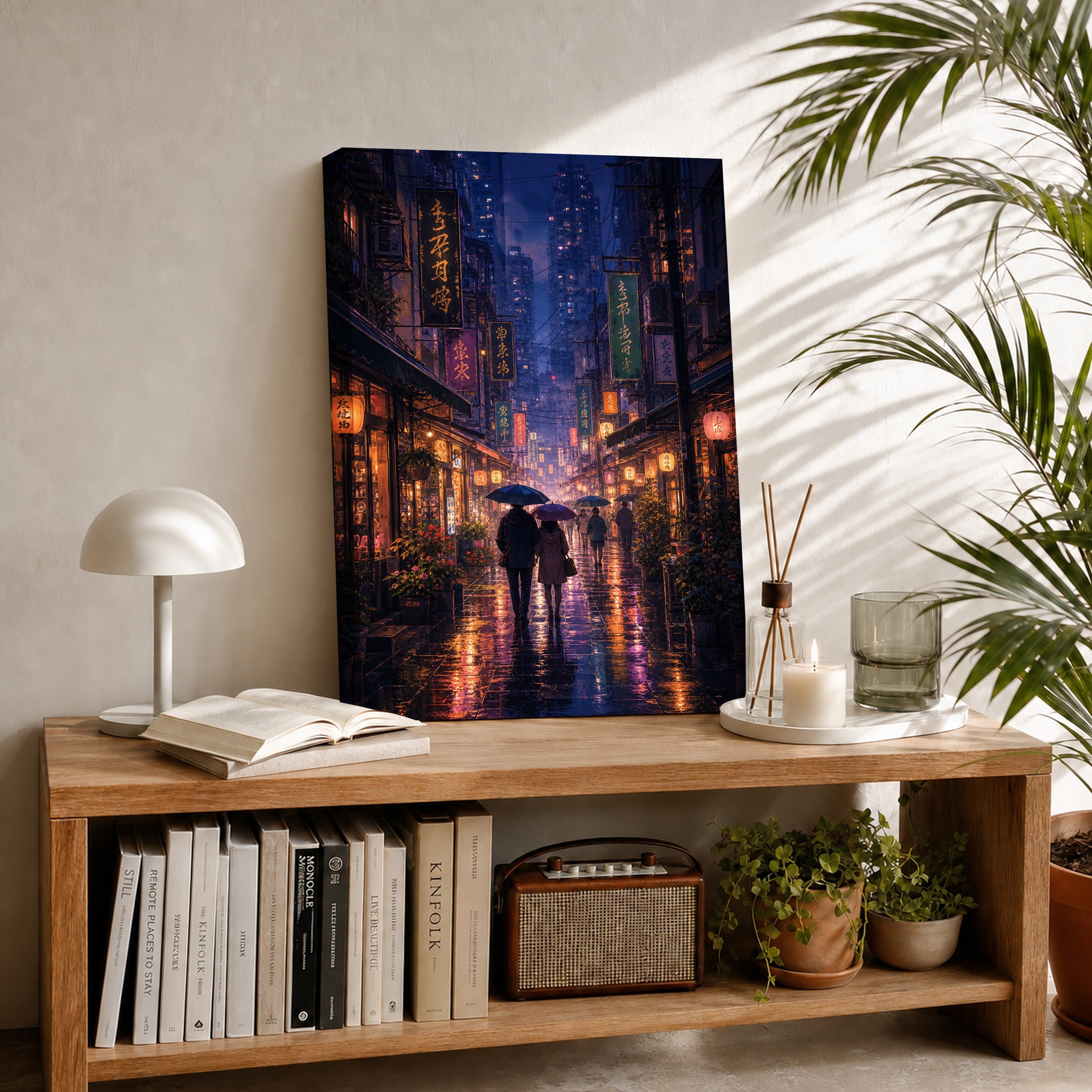 Mong Kok Night Market Rain Wall Art Print-thumbmail-2
