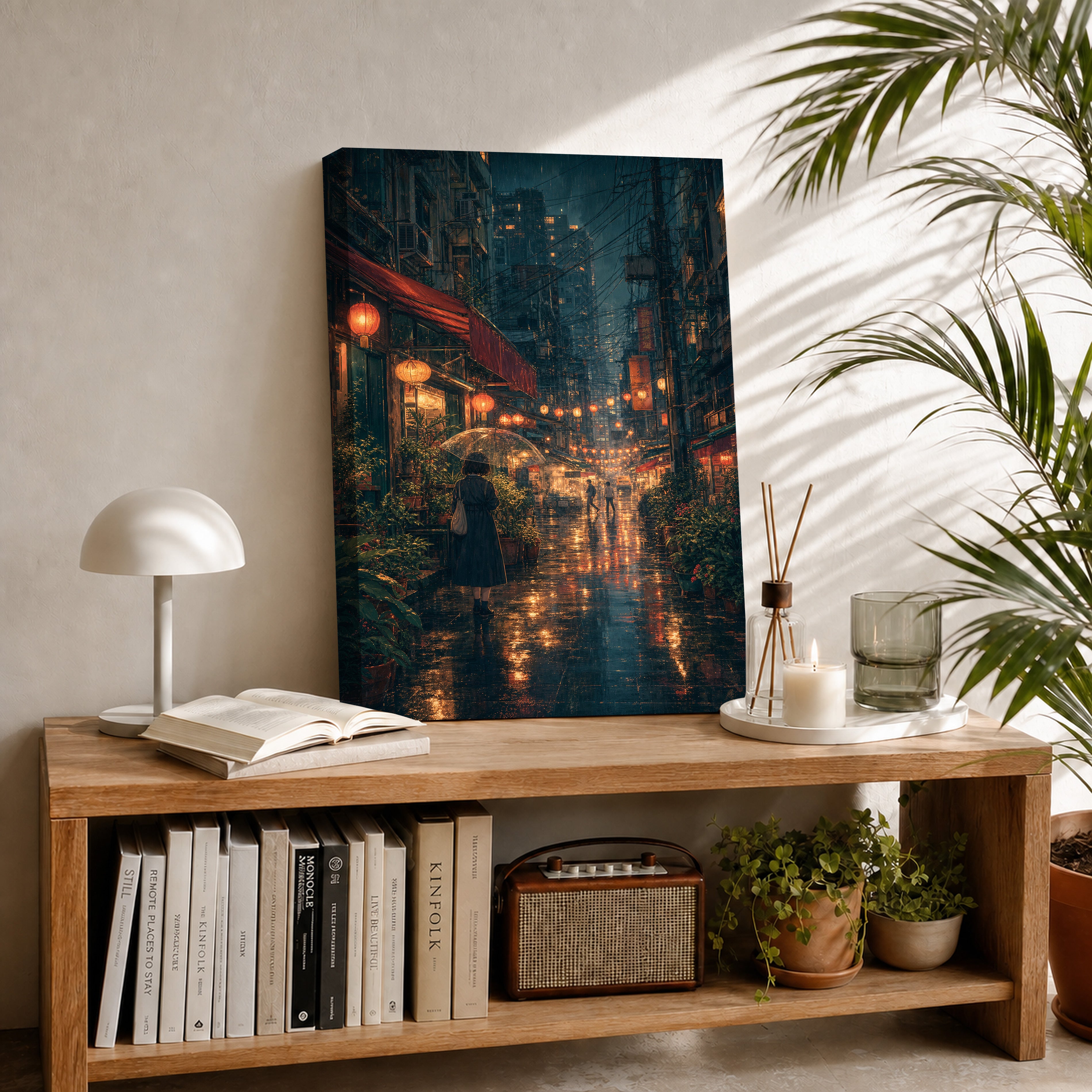Kowloon Lantern Rain Alley Wall Art Print-thumbmail-2