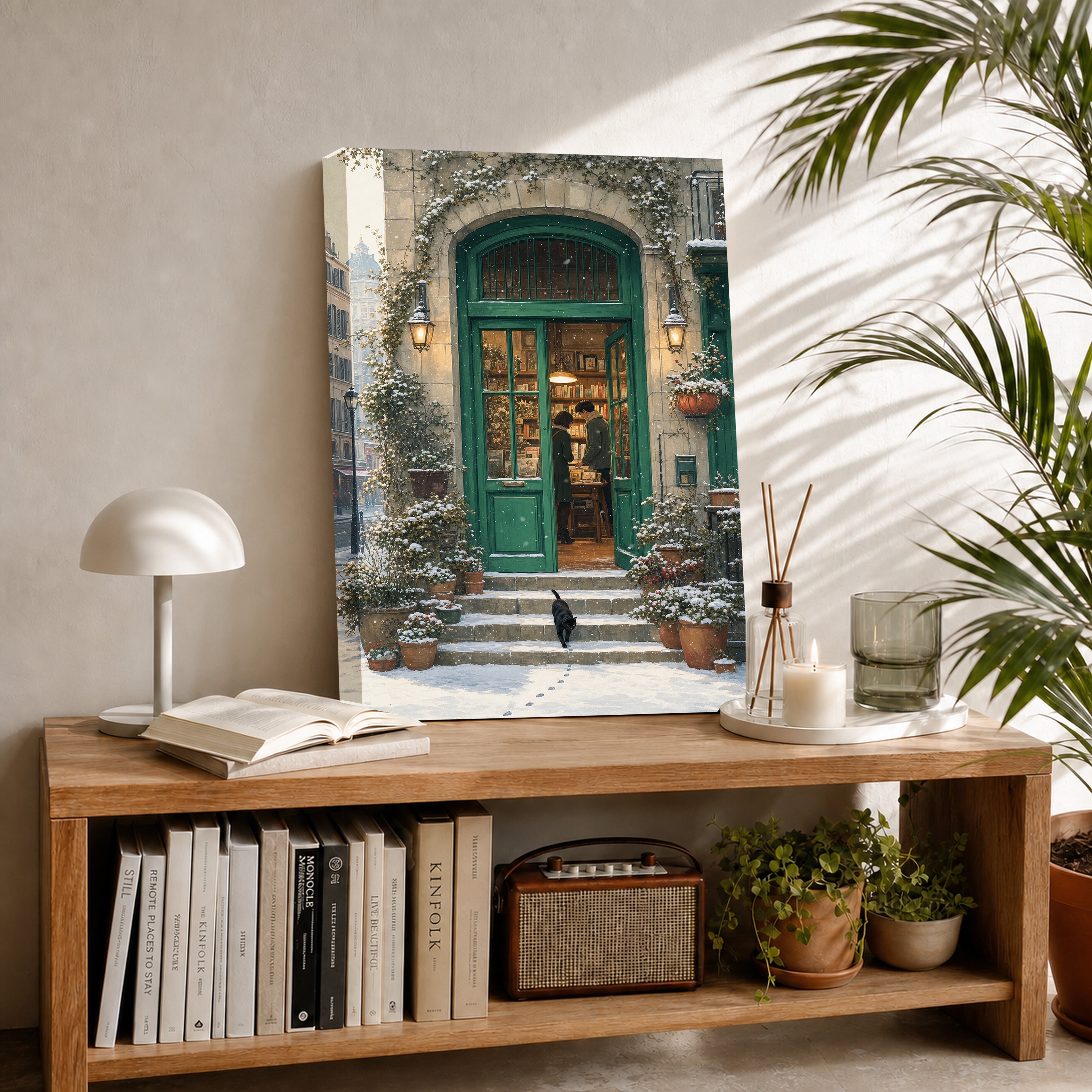 Bruges Snowy Green Door Bookstore Wall Art Print-thumbmail-2