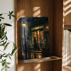 Edinburgh Lamp Post Bookstore Rain Wall Art Print