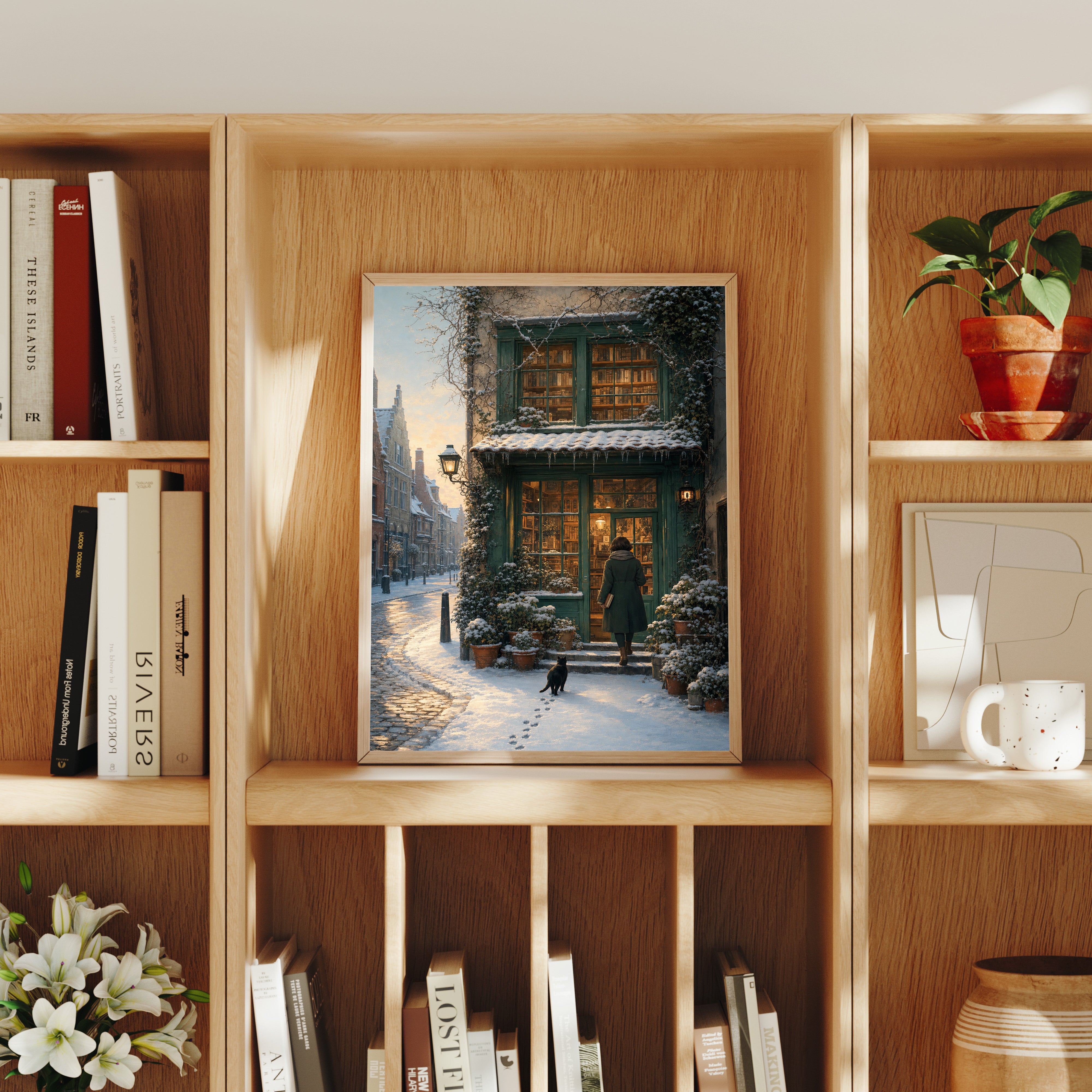 Amsterdam Snowy Bookstore Wall Art Print-thumbmail-8