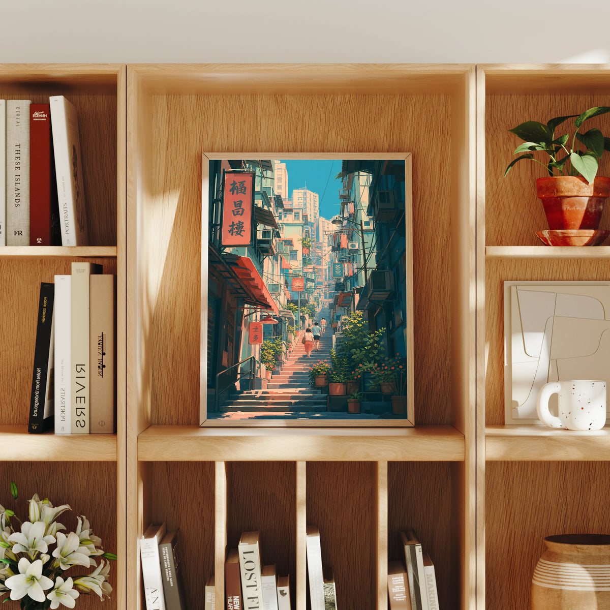 Sheung Wan Hong Kong Hillside Stairs Wall Art Print