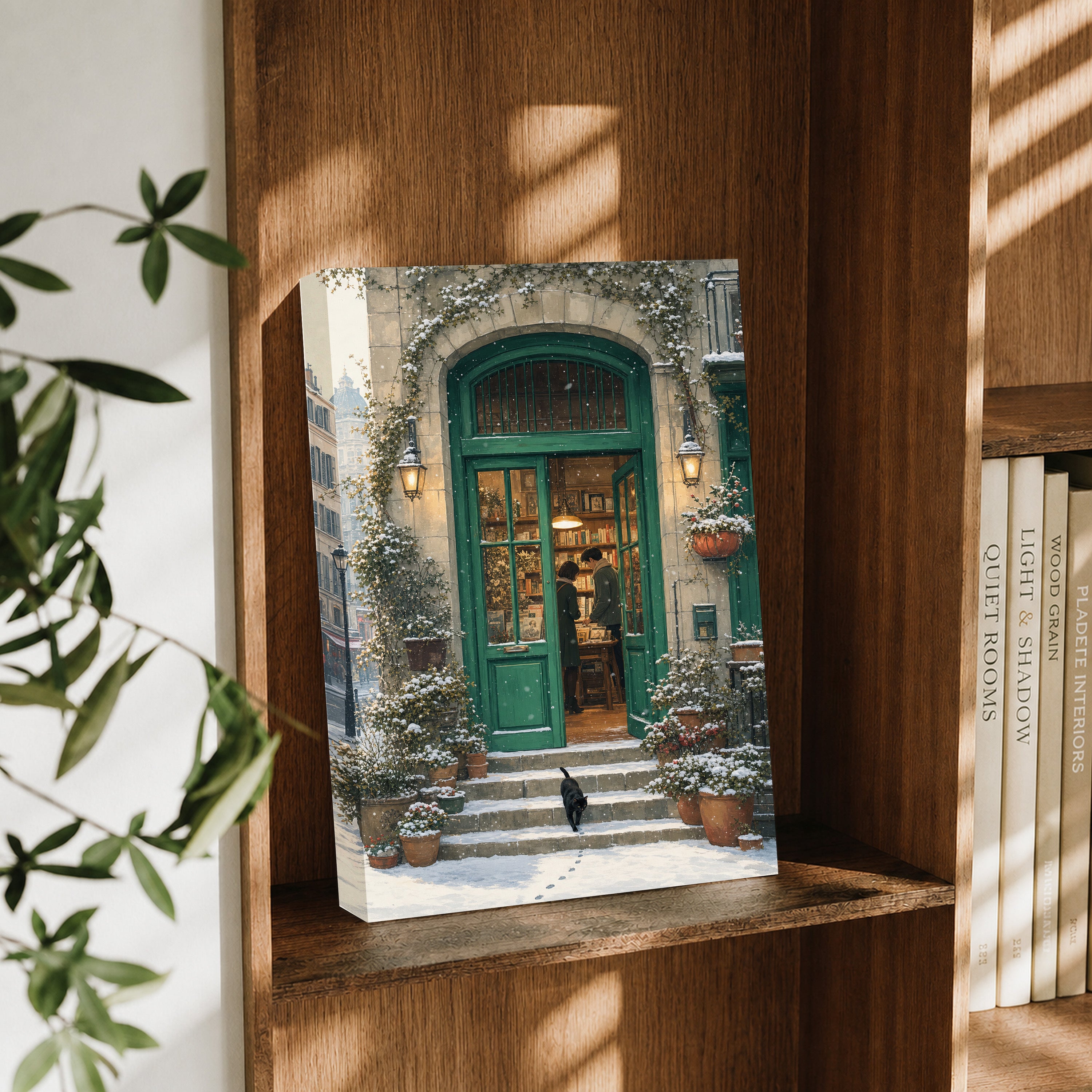 Bruges Snowy Green Door Bookstore Wall Art Print-thumbmail-3