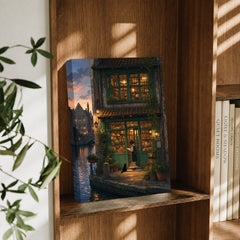 Amsterdam Canal Bookstore Twilight Wall Art Print