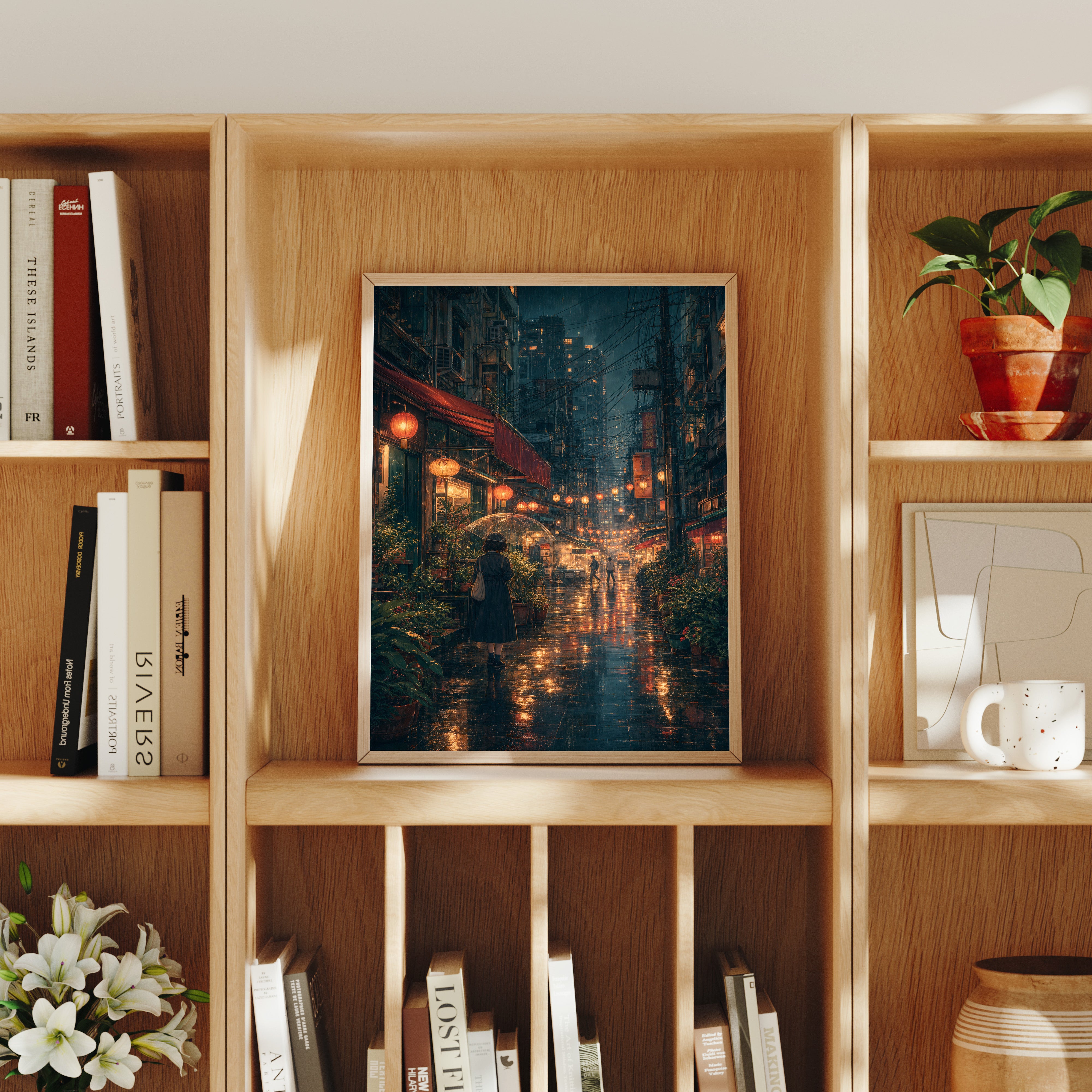 Kowloon Lantern Rain Alley Wall Art Print-thumbmail-8