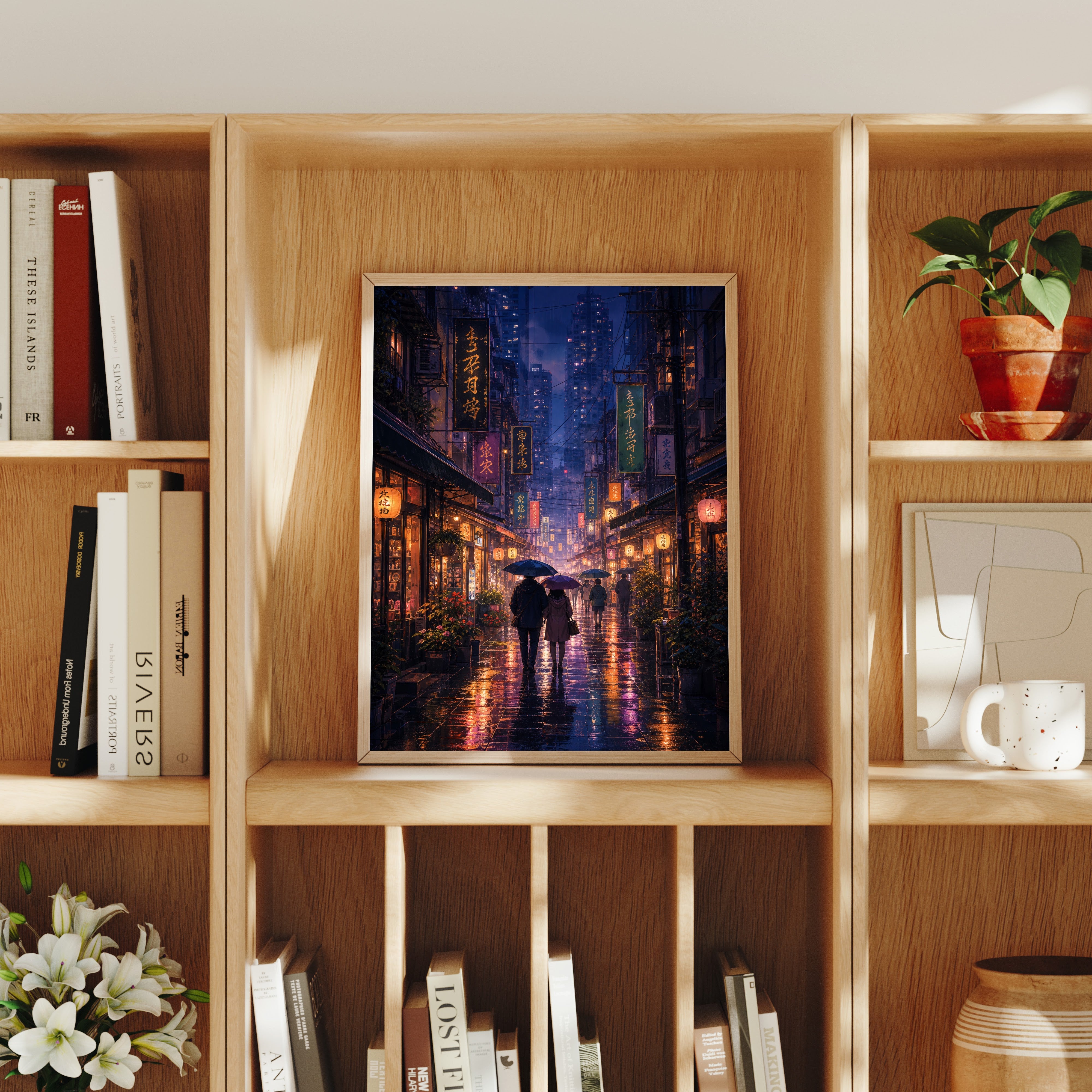 Mong Kok Night Market Rain Wall Art Print-thumbmail-8