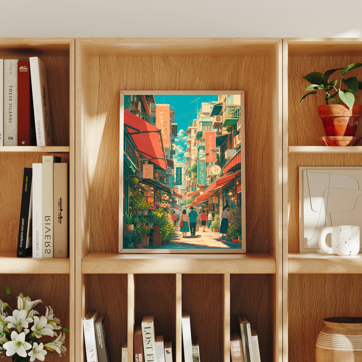 Jiyugaoka Tokyo Sunlit Signage Street Wall Art Print
