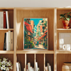Jiyugaoka Tokyo Sunlit Signage Street Wall Art Print