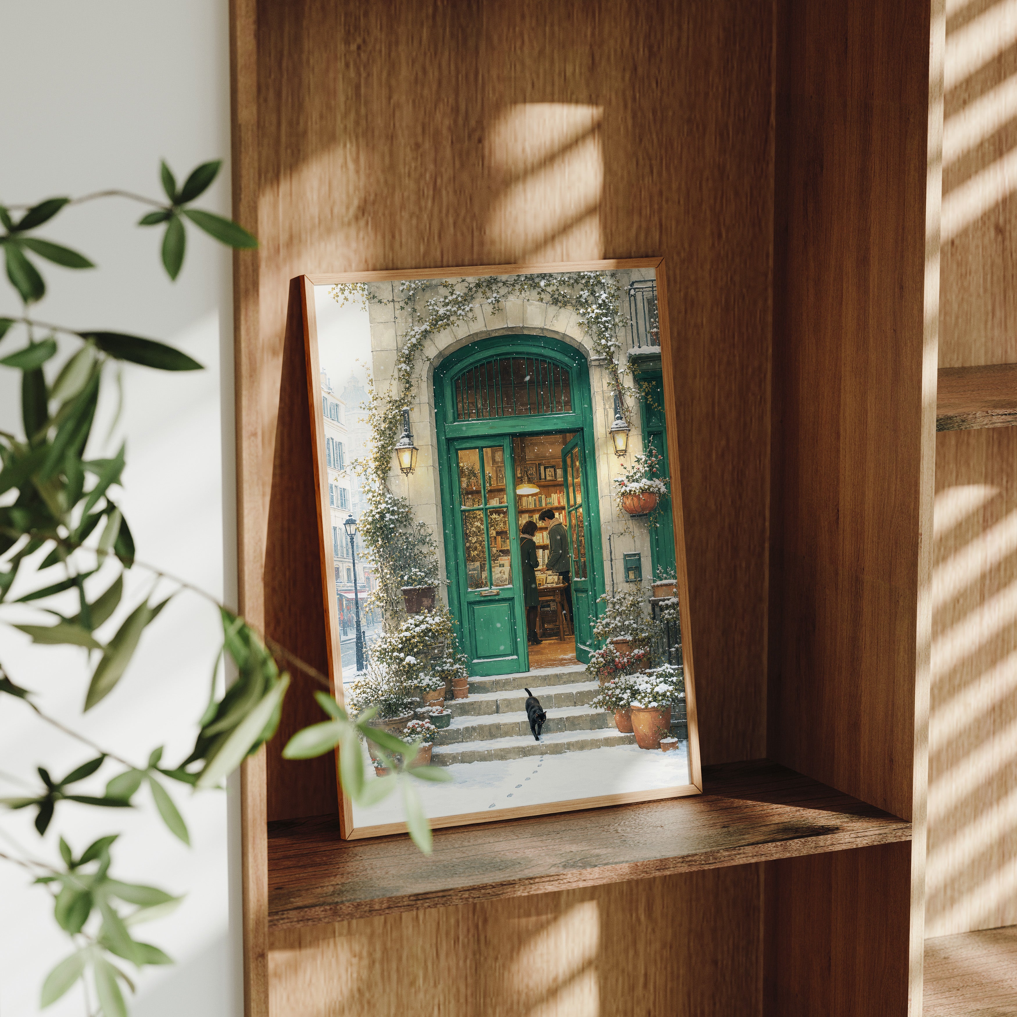 Bruges Snowy Green Door Bookstore Wall Art Print-thumbmail-9