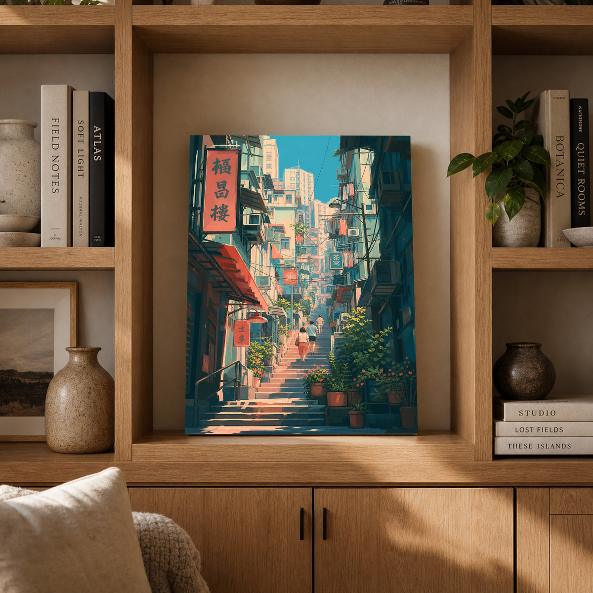 Sheung Wan Hong Kong Hillside Stairs Wall Art Print