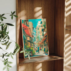 Jiyugaoka Tokyo Sunlit Signage Street Wall Art Print