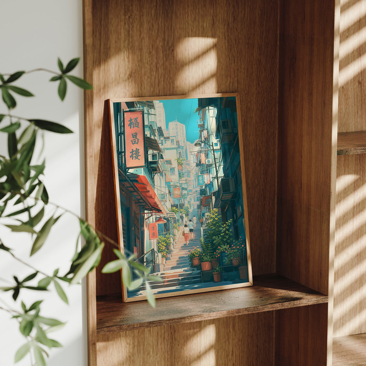 Sheung Wan Hong Kong Hillside Stairs Wall Art Print