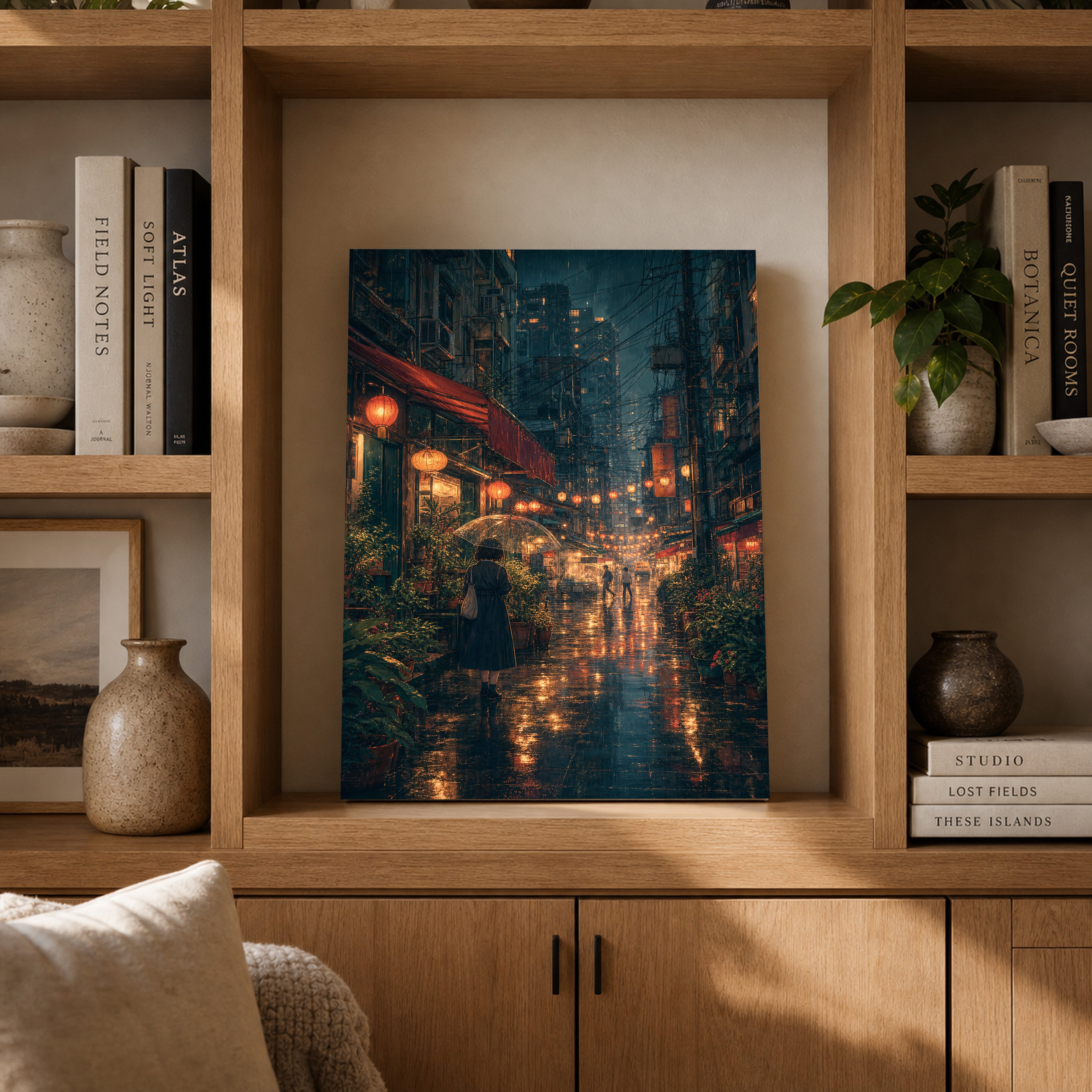Kowloon Lantern Rain Alley Wall Art Print-thumbmail-4