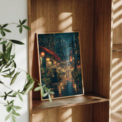 Kowloon Lantern Rain Alley Wall Art Print