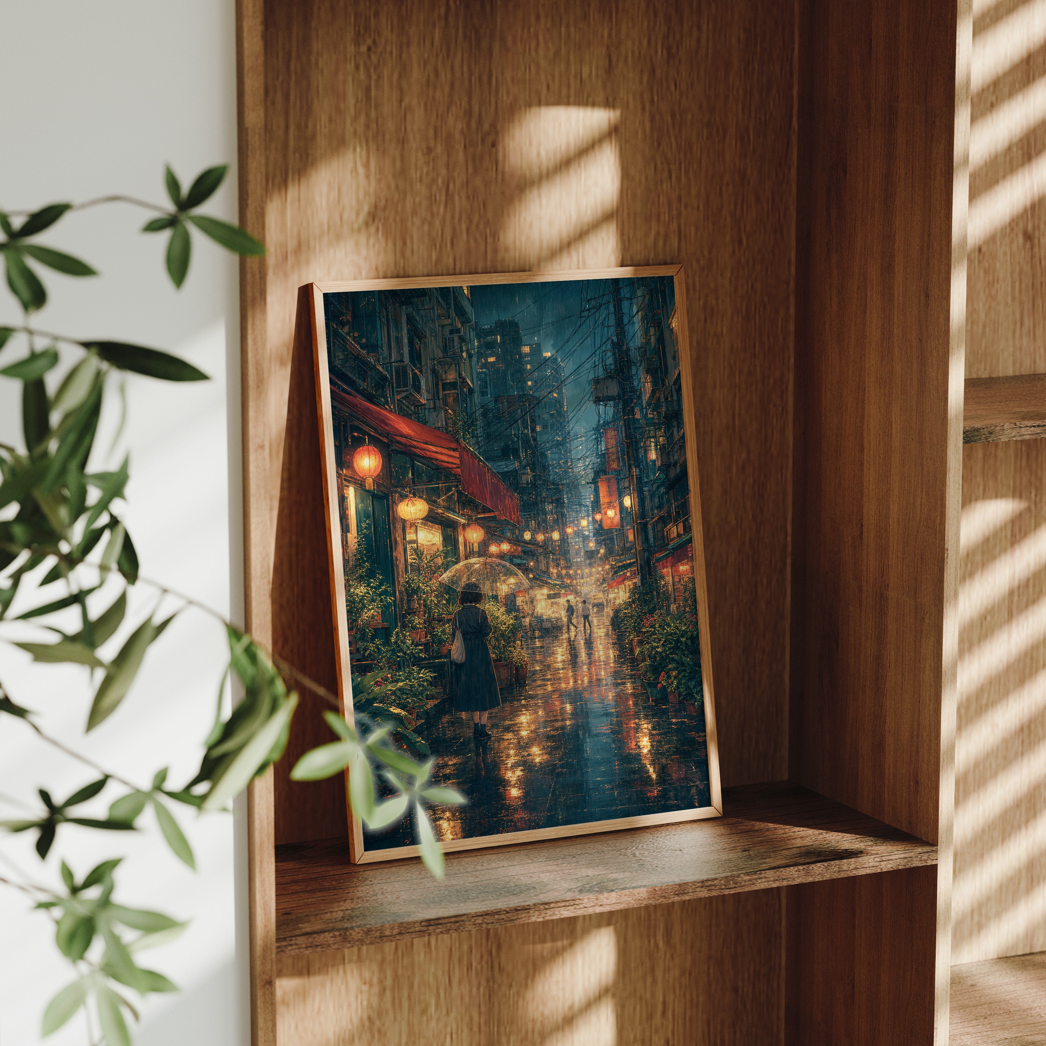 Kowloon Lantern Rain Alley Wall Art Print-thumbmail-9