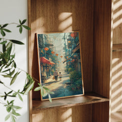 Sheung Wan Lantern Morning Alley Wall Art Print