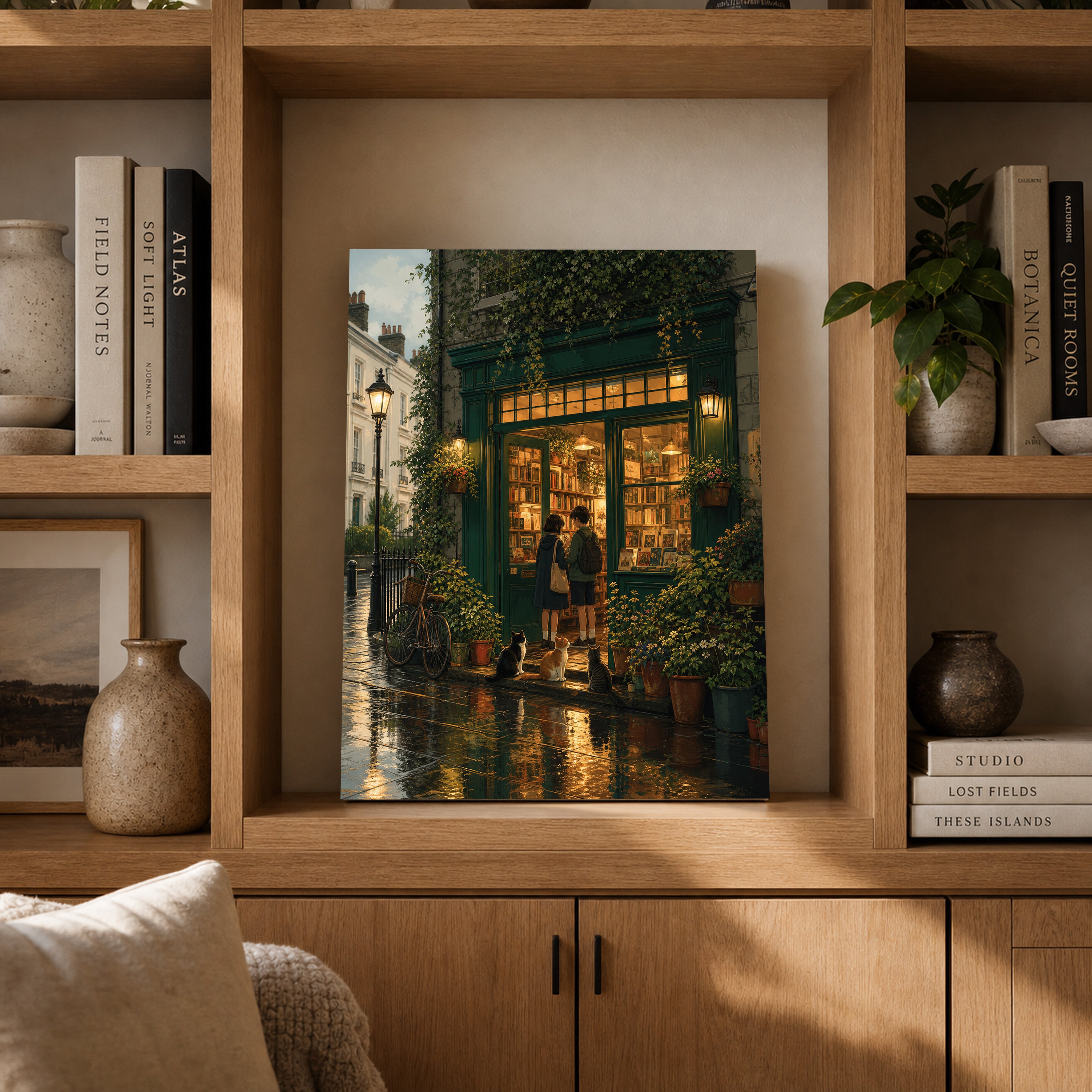 Paris Rainy Bookstore Evening Wall Art Print-thumbmail-4