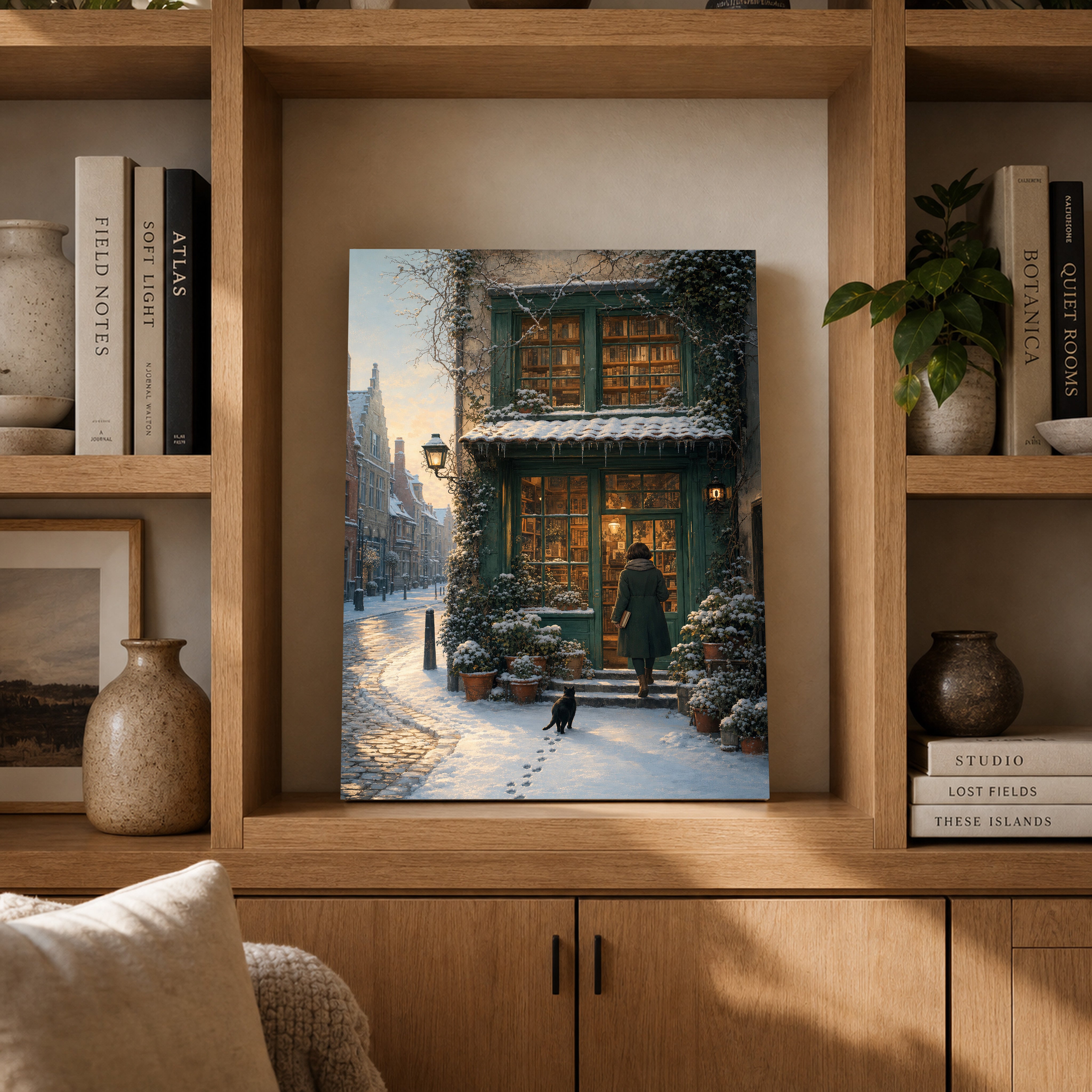 Amsterdam Snowy Bookstore Wall Art Print-thumbmail-4