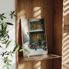Amsterdam Snowy Bookstore Wall Art Print