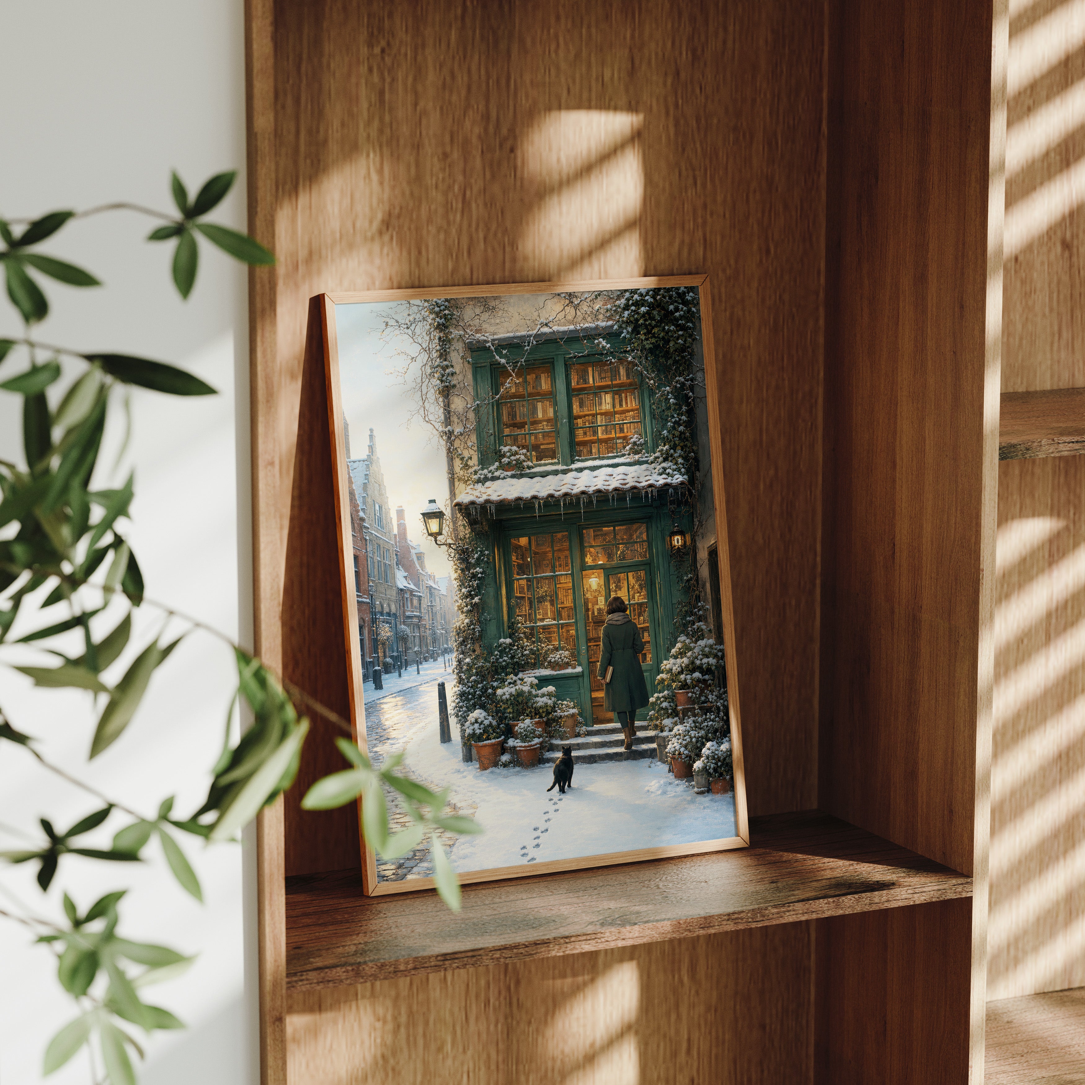 Amsterdam Snowy Bookstore Wall Art Print-thumbmail-9