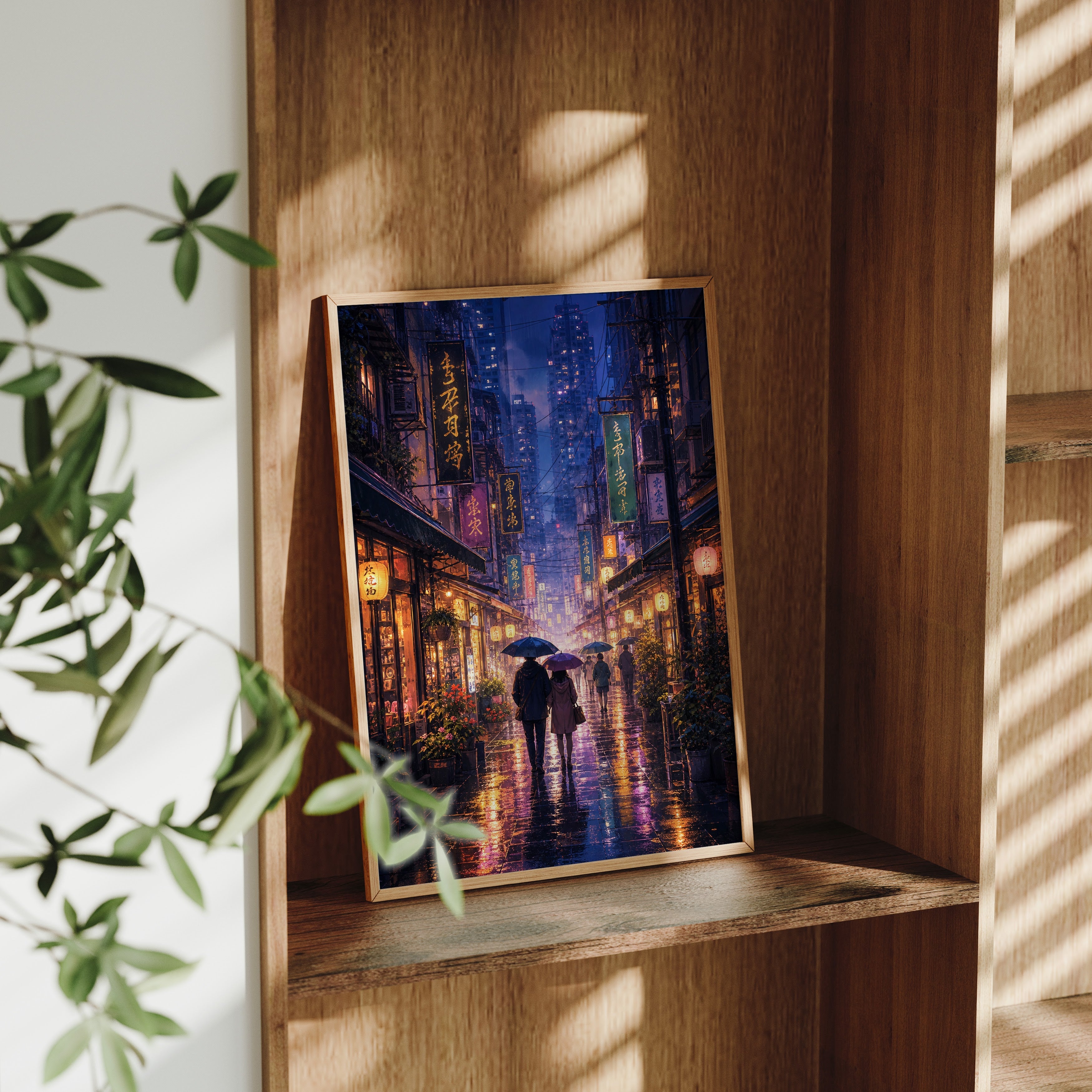 Mong Kok Night Market Rain Wall Art Print-thumbmail-9