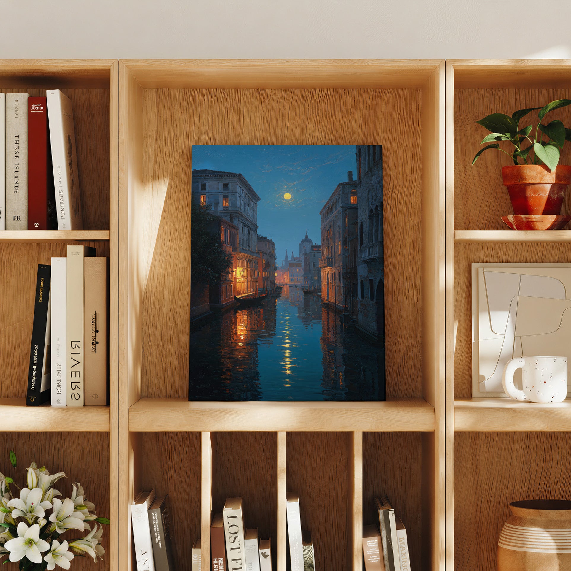 Grand Canal Venice Moonlight travel art print product preview by Seji Art