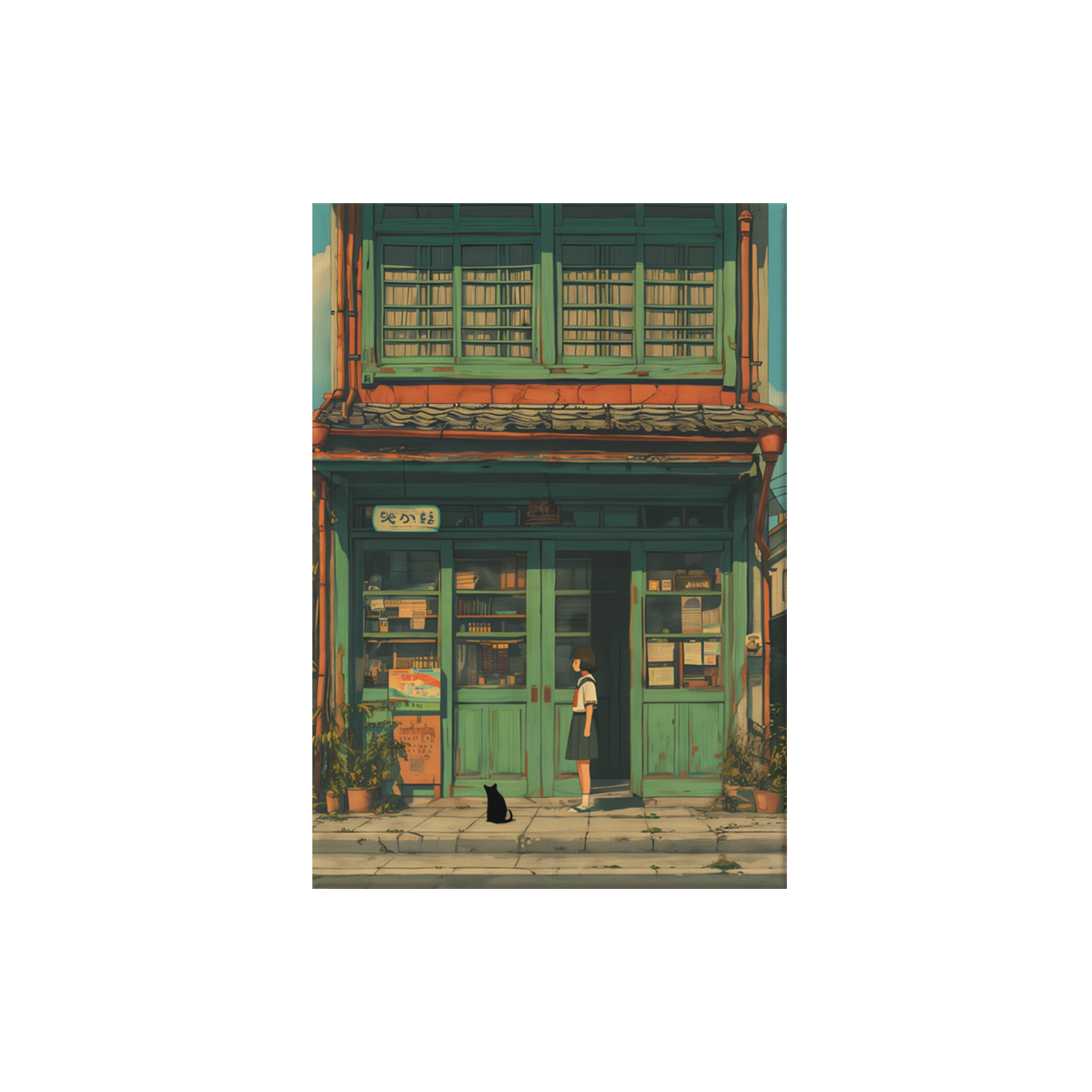 Bruges Quiet Bookstore poster print preview by Seji Art