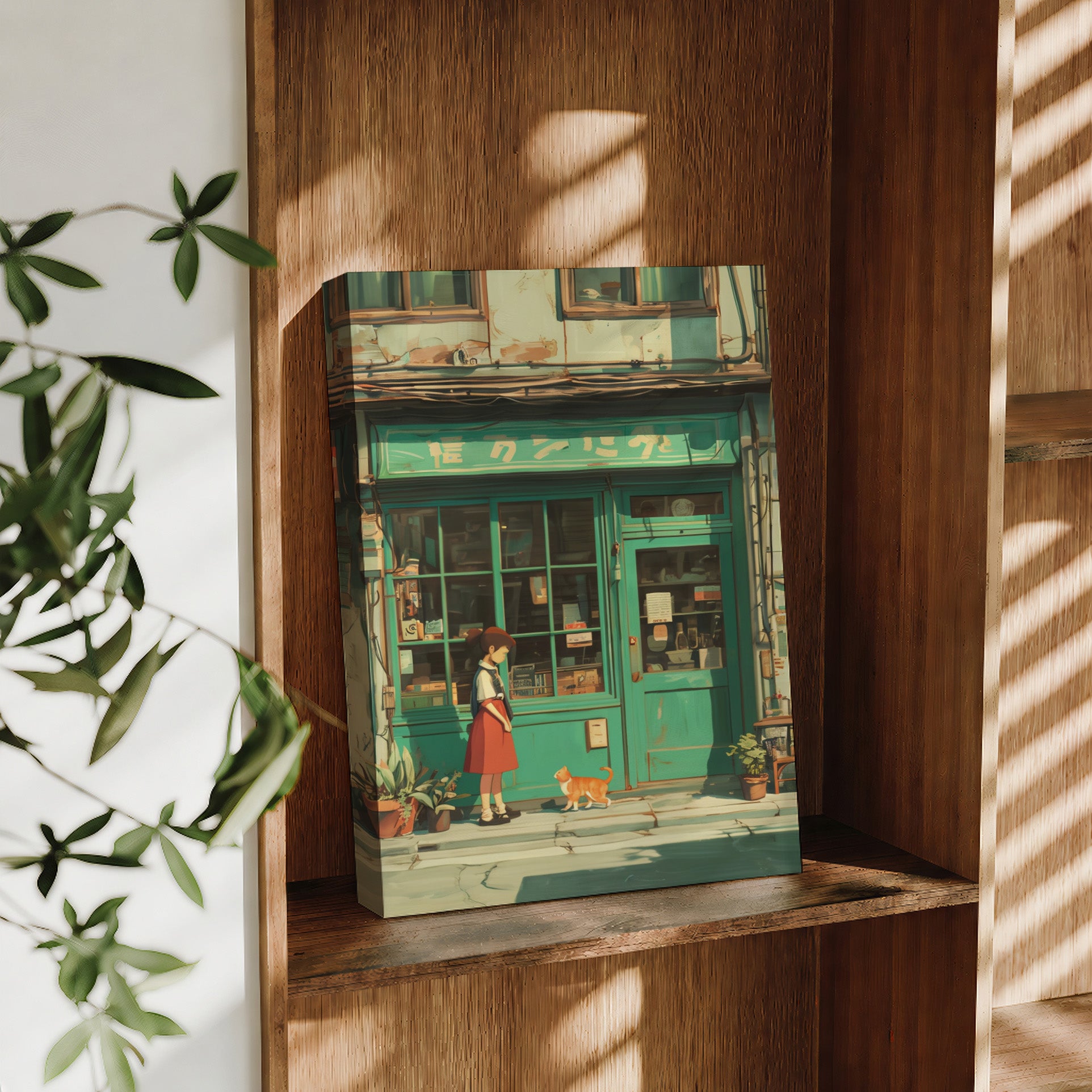 Edinburgh Cozy Bookstore large format wall art preview by Seji Art