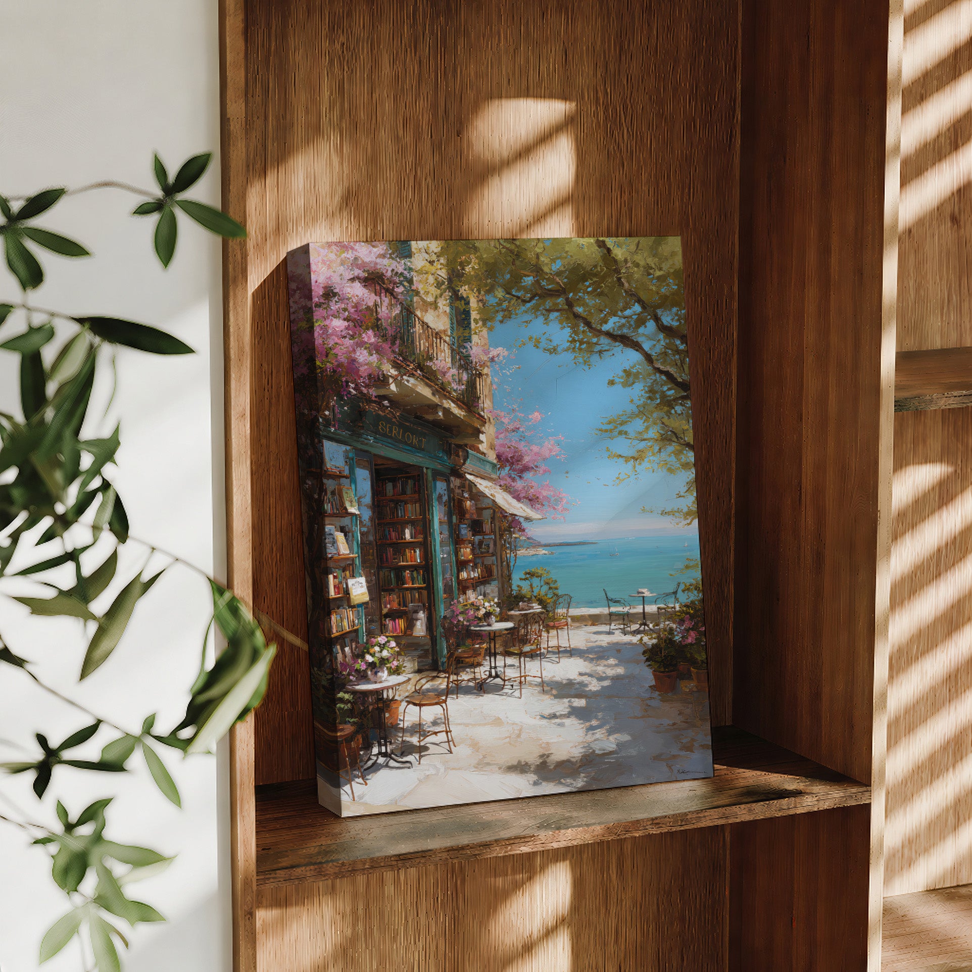 Kyoto Spring Bookstore travel art print product preview by Seji Art