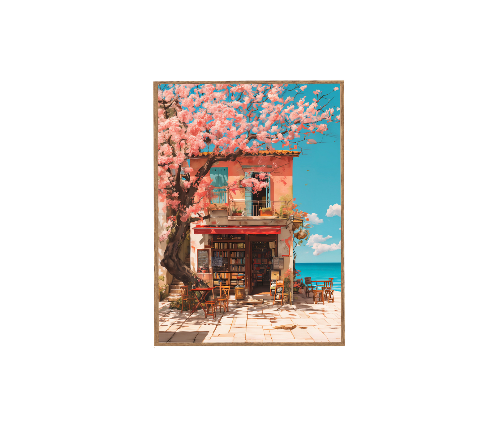 Tokyo Cherry Blossom Bookstore Wall Art Print