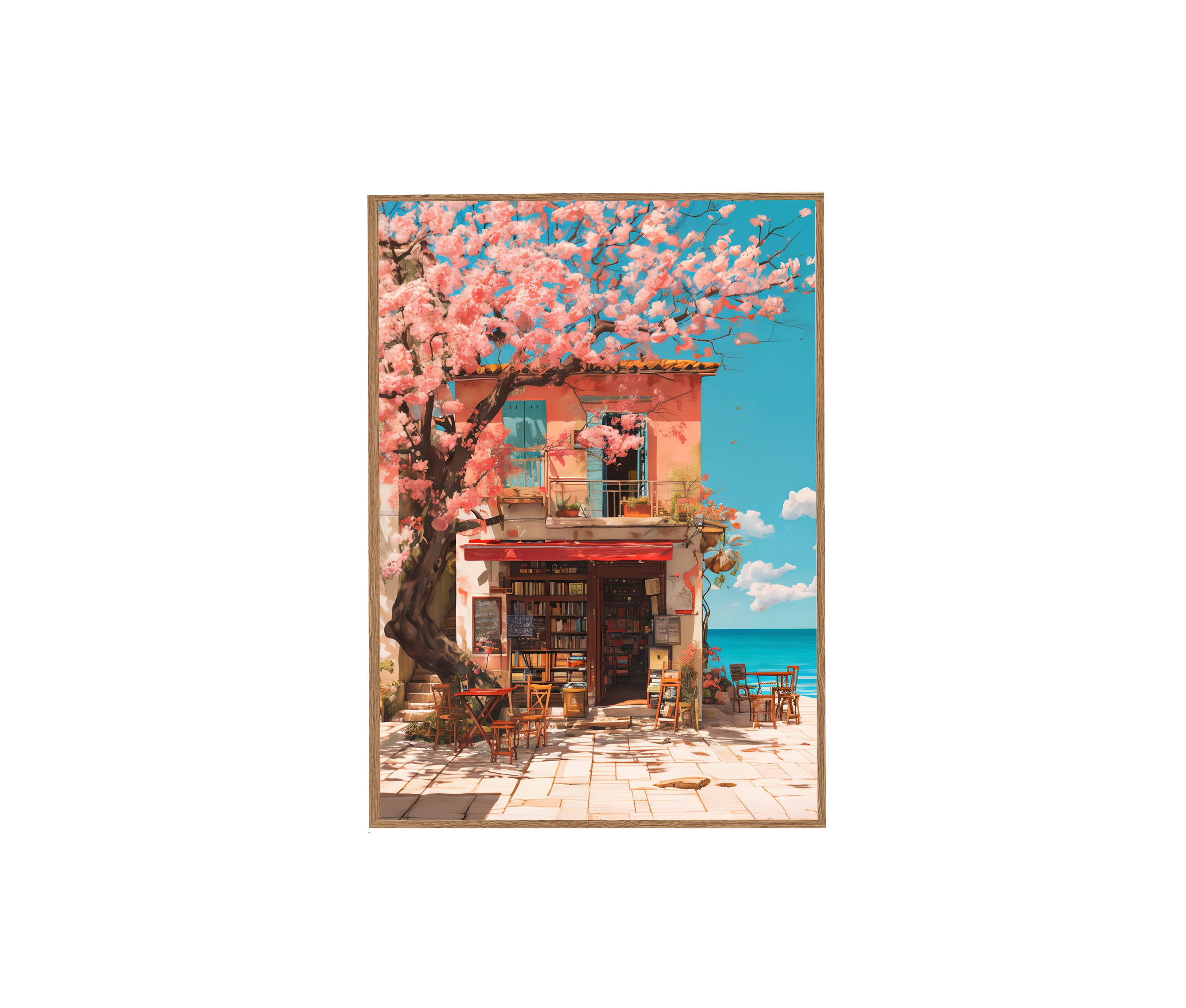 Cherry Blossom Bookstore Art