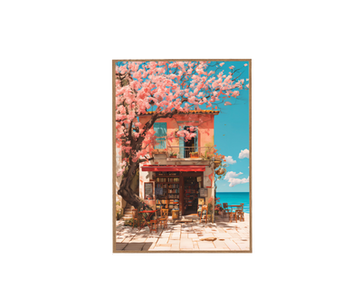 Cherry Blossom Bookstore Art