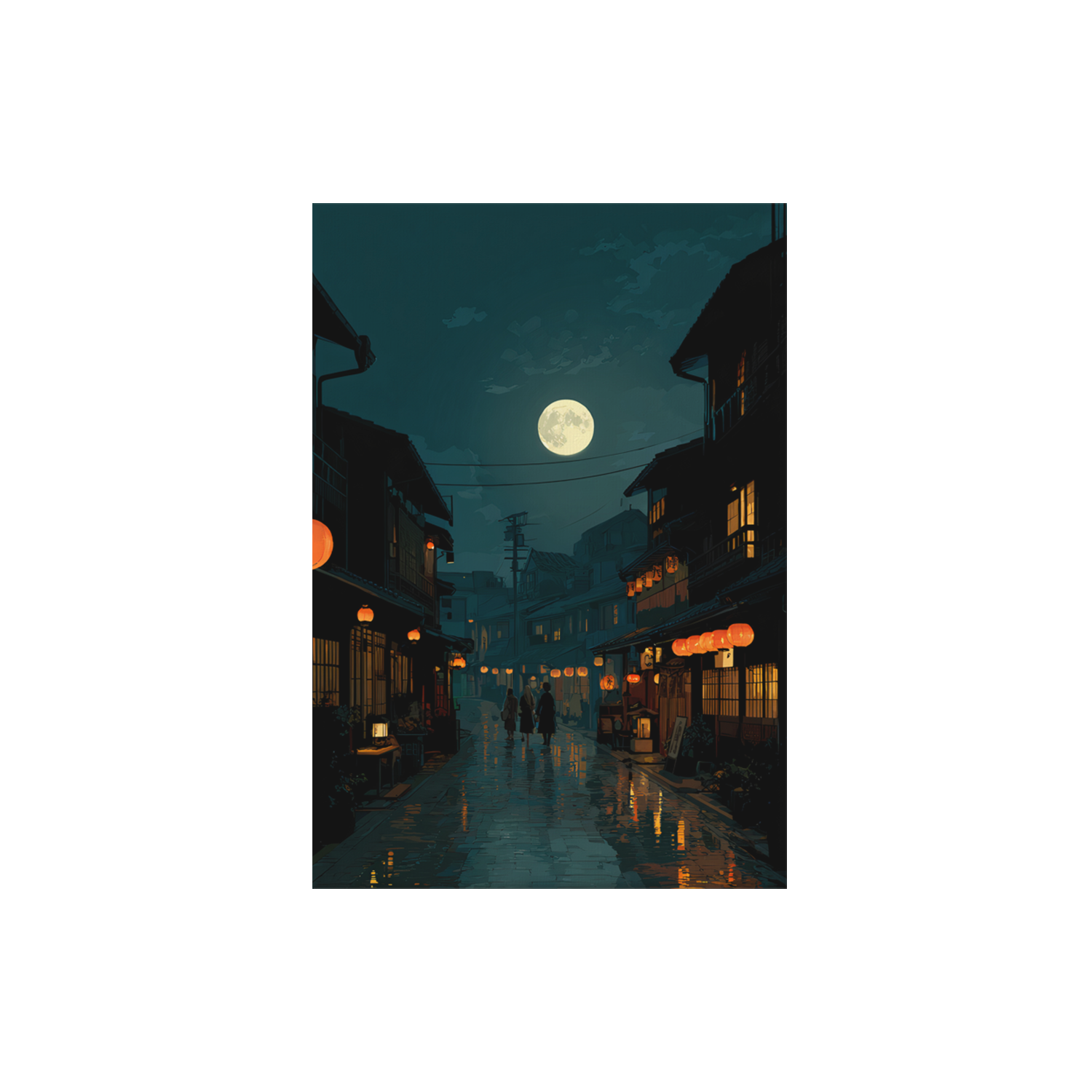 Asakusa Lantern Night poster print preview by Seji Art