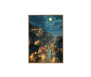 Shirakawa Moonlit Village Wall Art Print