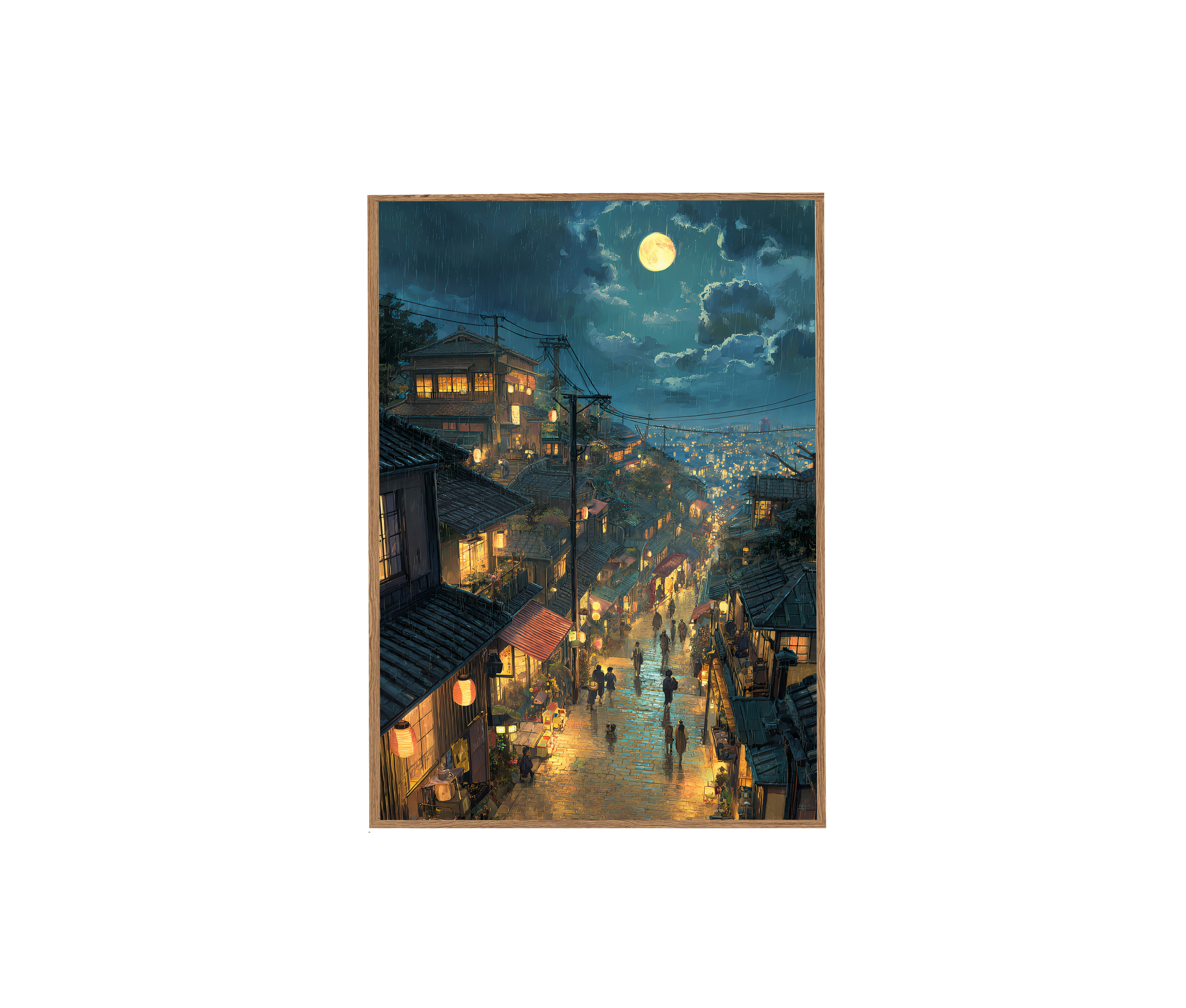 Japanese Village Moonlit Art