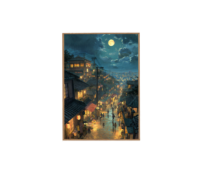 Japanese Village Moonlit Art