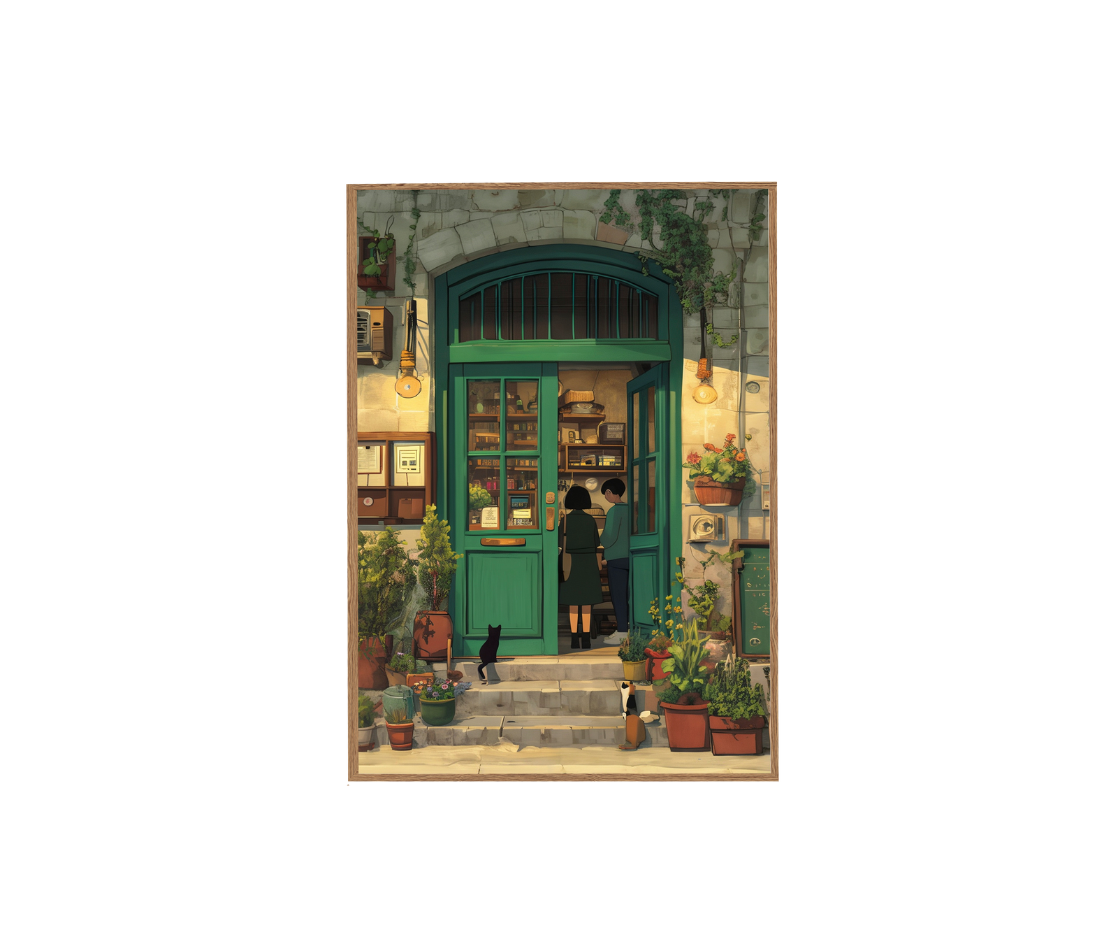 Paris Couple Bookstore Wall Art Print