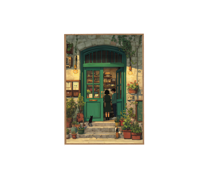 Paris Couple Bookstore Wall Art Print