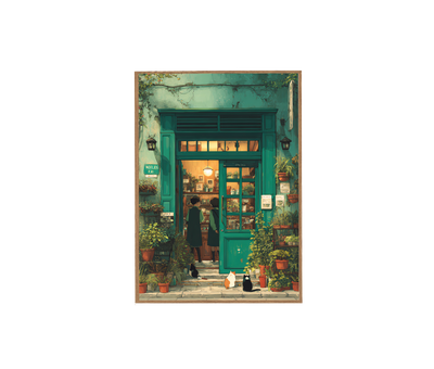 Charming Bookstore Art