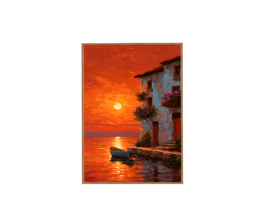 Maldives Sunset Boat wall art print by Seji Art