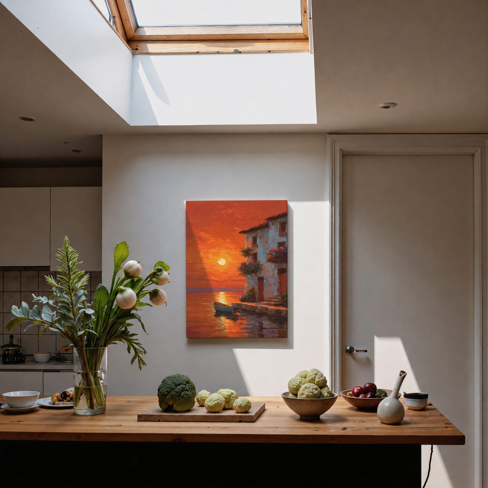 Maldives Sunset Boat framed wall art print room mockup by Seji Art