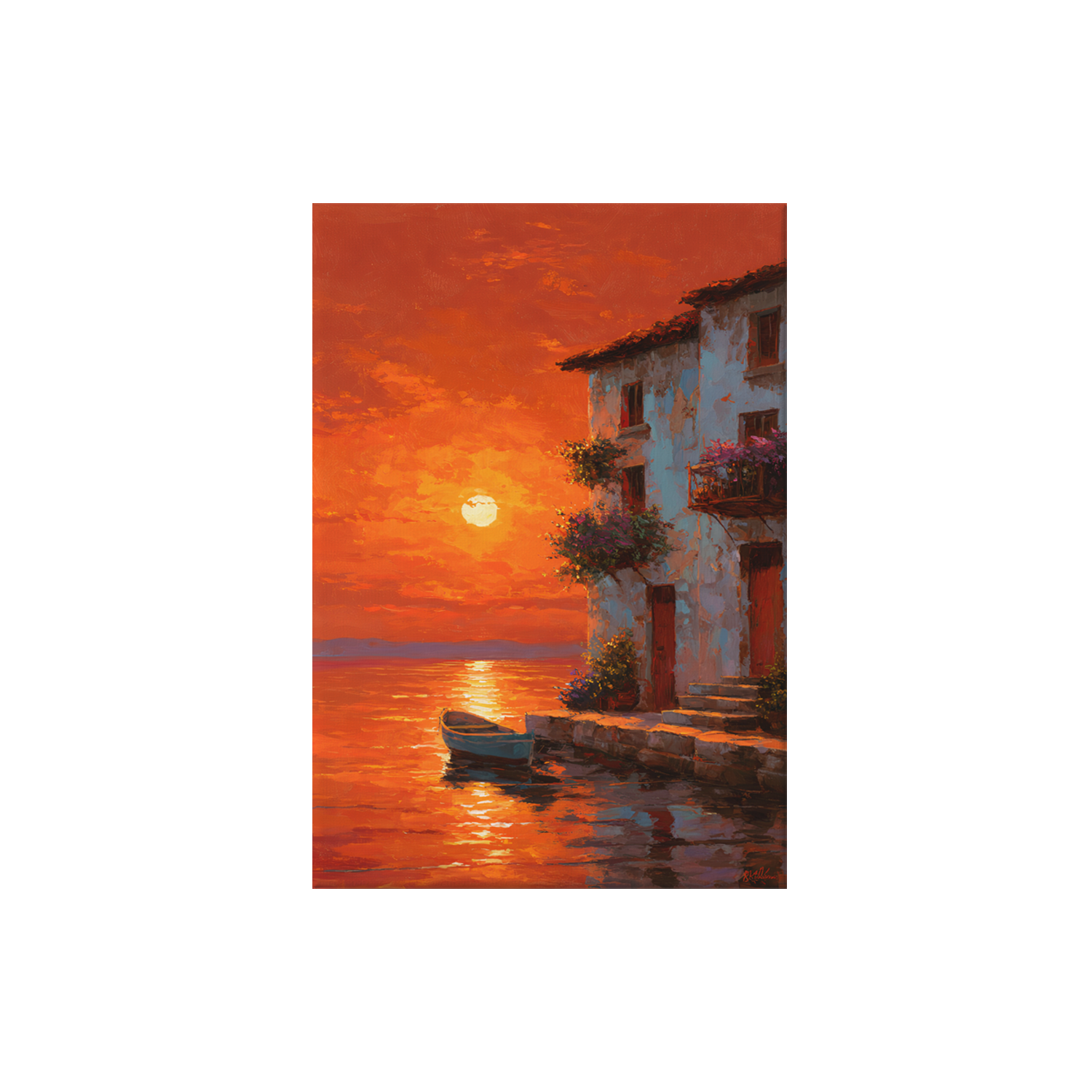 Maldives Sunset Boat poster print preview by Seji Art