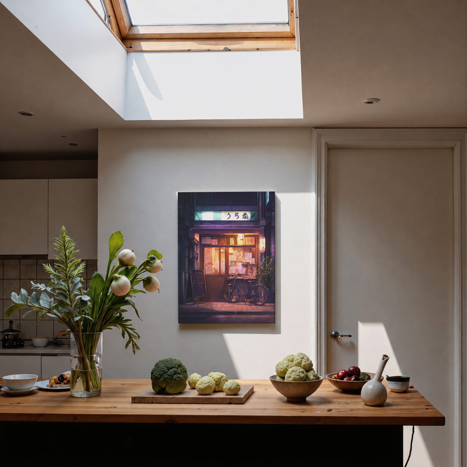 Hokkaido Cozy Ramen Shop framed wall art print room mockup by Seji Art