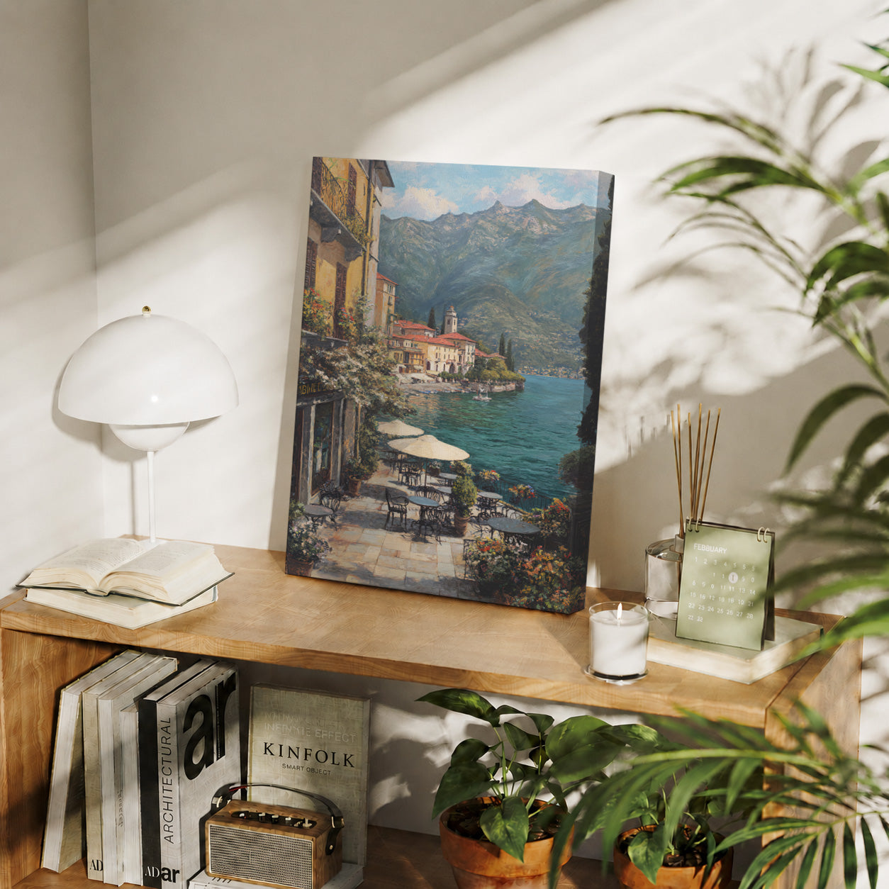 Lake Como Lakeside Cafe gallery wall decor mockup by Seji Art